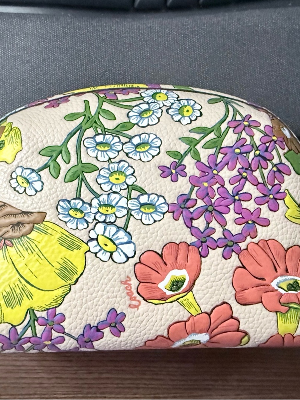 Floral Printed Coach Julienne Cosmetic 17 - Preowned - Picture 3 of 10
